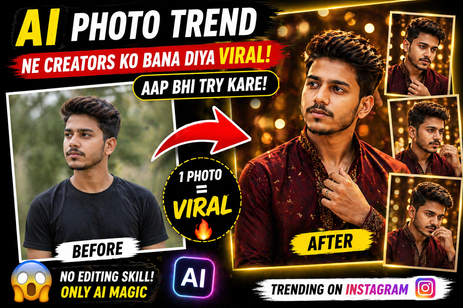 AI photo trend AI collage photo Instagram viral photo editing AI portrait collage AI image generator trend